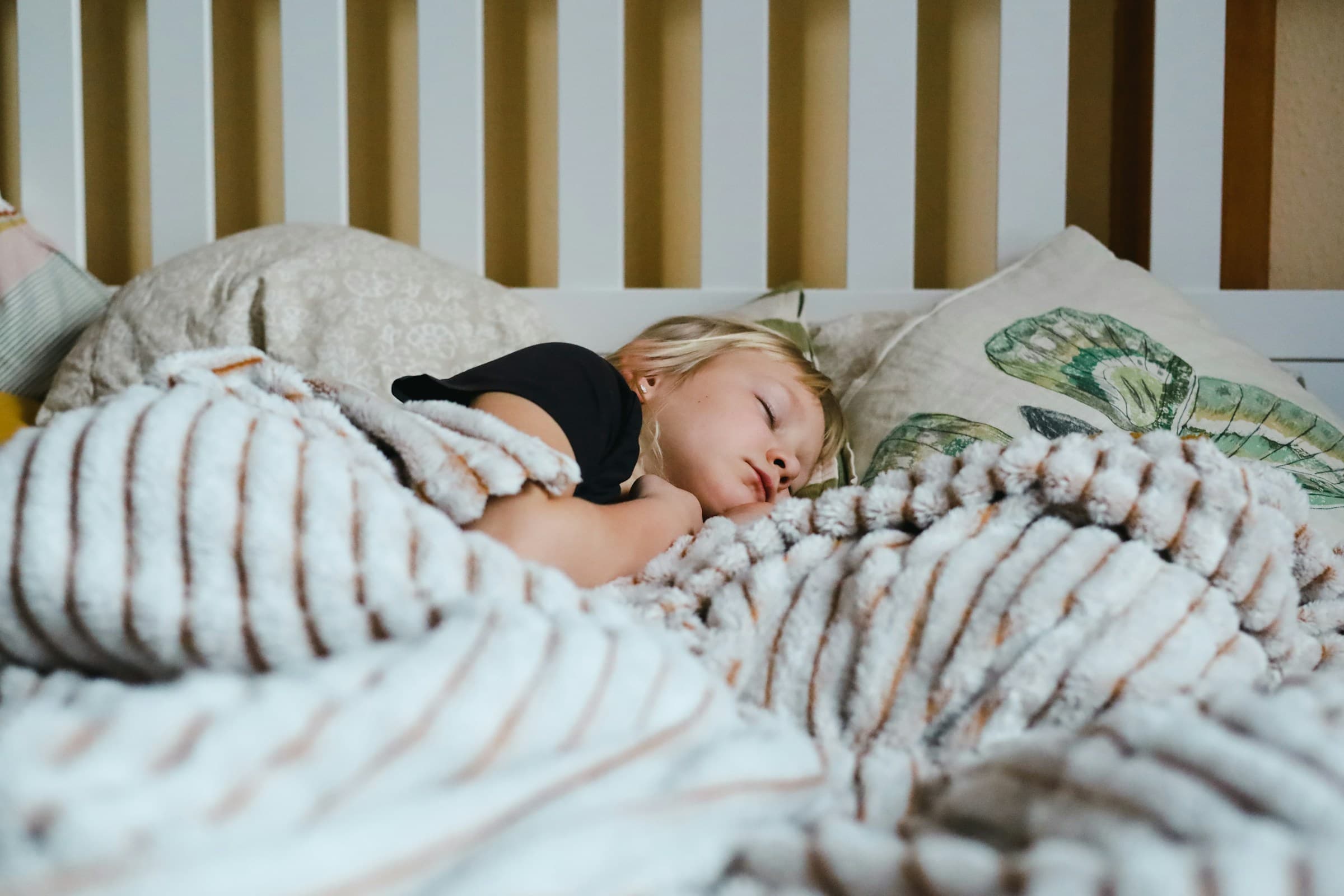 Peaceful bedroom, teen sleeping well